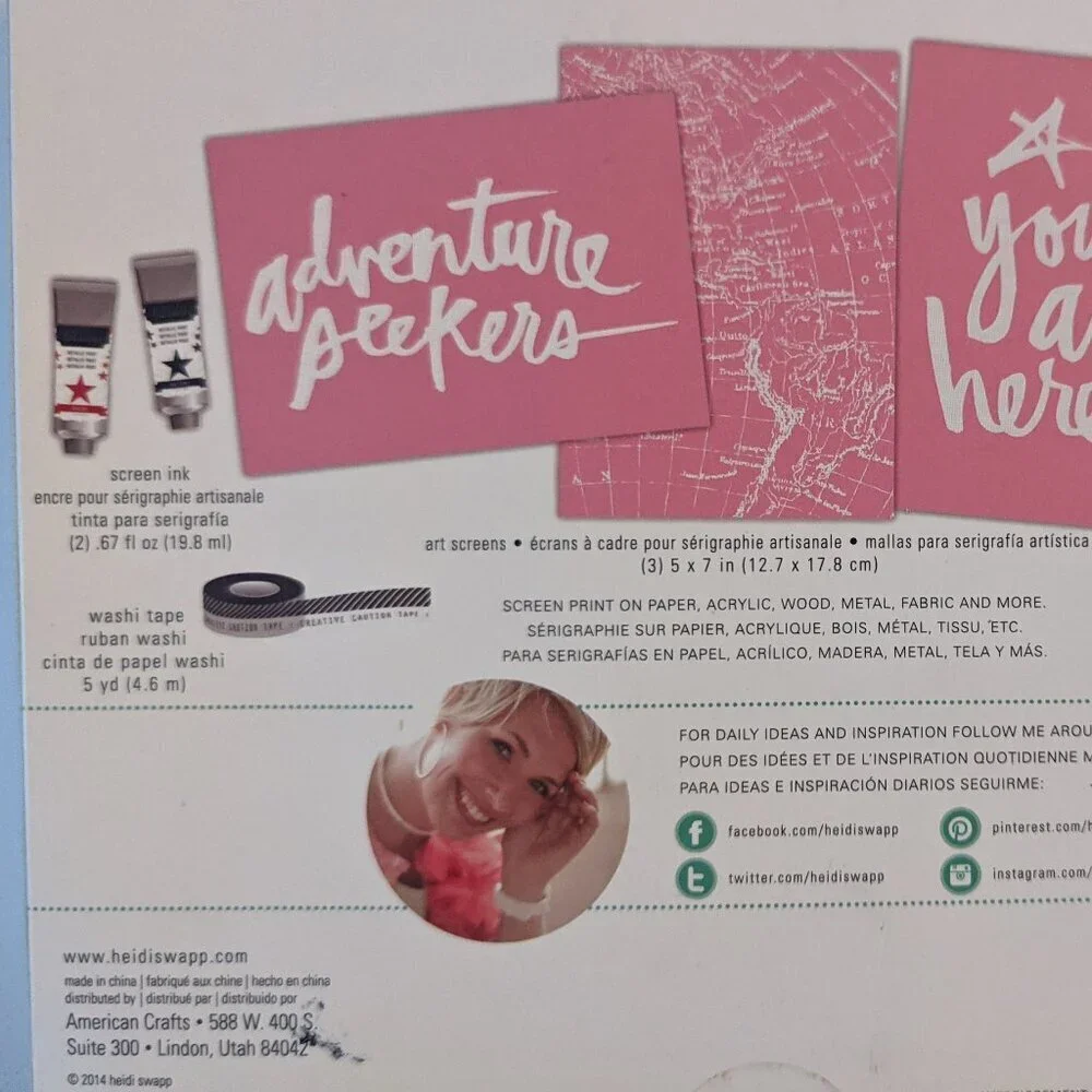 NWT Heidi Swapp Adventure Seekers Art Screens Kit You Are Here Screenprint Craft